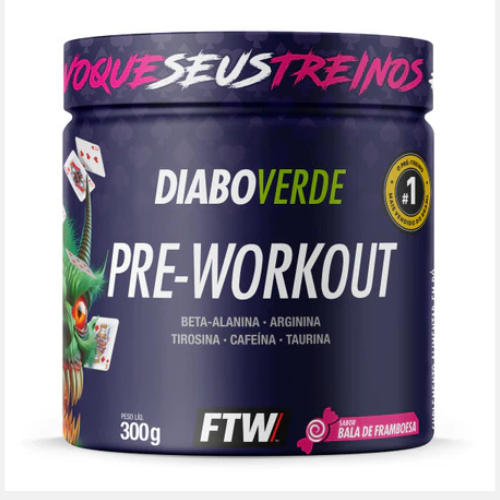 Pré Workout Pote 300g Sabor Bala de Framboesa DIABO VERDE - FTW